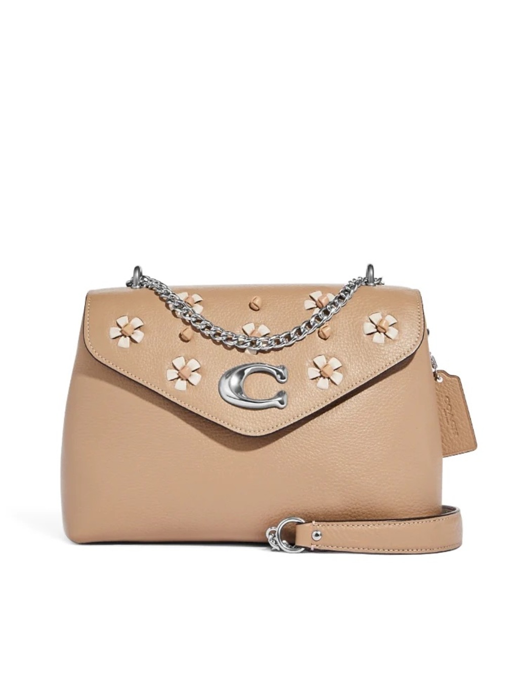 COACH CA146 TAMMIE SHOULDER PEBBLED LEATHER IN TAUPE/MULTI NWT
